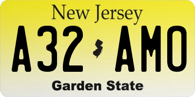 NJ license plate A32AMO