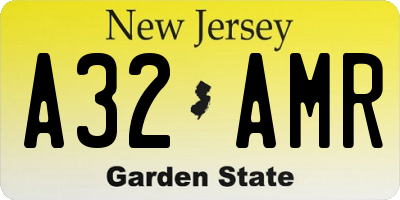 NJ license plate A32AMR
