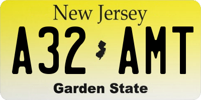 NJ license plate A32AMT