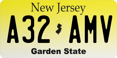 NJ license plate A32AMV