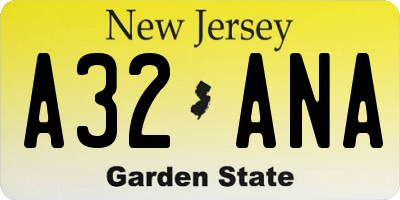 NJ license plate A32ANA