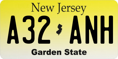 NJ license plate A32ANH