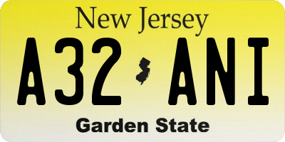 NJ license plate A32ANI