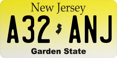 NJ license plate A32ANJ