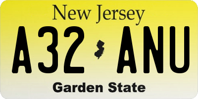 NJ license plate A32ANU