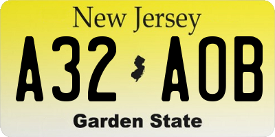 NJ license plate A32AOB