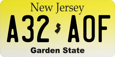 NJ license plate A32AOF