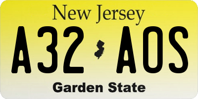 NJ license plate A32AOS
