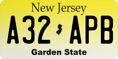 NJ license plate A32APB