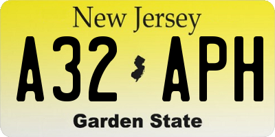 NJ license plate A32APH