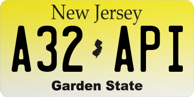 NJ license plate A32API