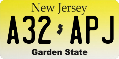 NJ license plate A32APJ