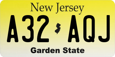 NJ license plate A32AQJ