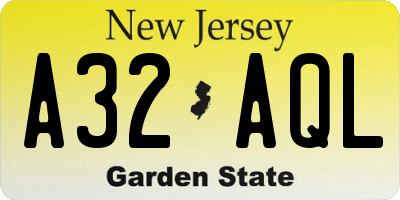 NJ license plate A32AQL