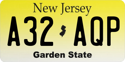 NJ license plate A32AQP