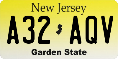 NJ license plate A32AQV