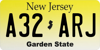 NJ license plate A32ARJ