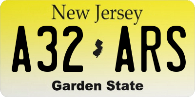 NJ license plate A32ARS