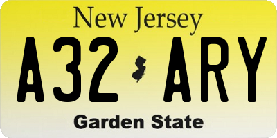 NJ license plate A32ARY
