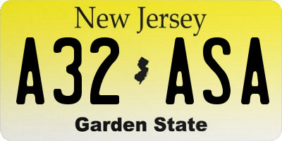 NJ license plate A32ASA