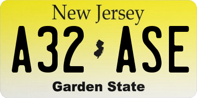 NJ license plate A32ASE