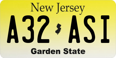 NJ license plate A32ASI