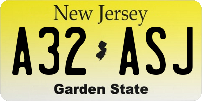 NJ license plate A32ASJ