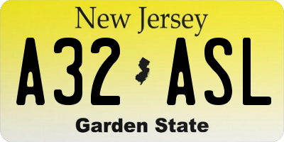 NJ license plate A32ASL