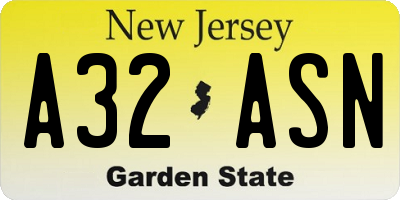 NJ license plate A32ASN