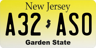 NJ license plate A32ASO