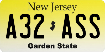 NJ license plate A32ASS