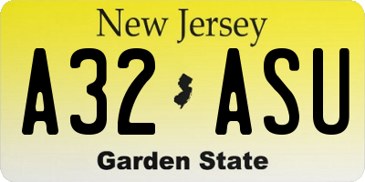 NJ license plate A32ASU
