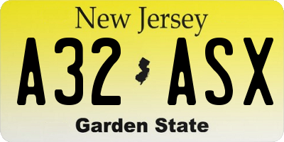 NJ license plate A32ASX