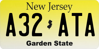 NJ license plate A32ATA