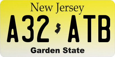 NJ license plate A32ATB