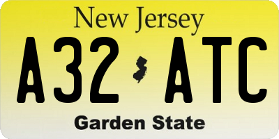 NJ license plate A32ATC