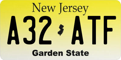 NJ license plate A32ATF
