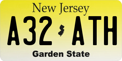 NJ license plate A32ATH