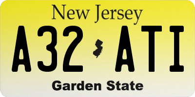 NJ license plate A32ATI