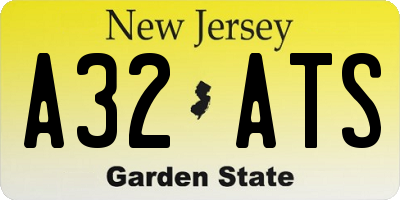 NJ license plate A32ATS