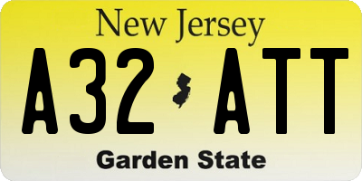 NJ license plate A32ATT