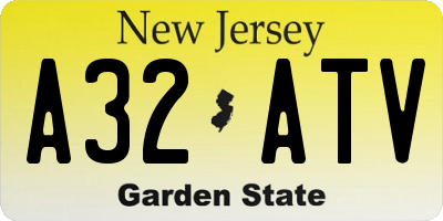 NJ license plate A32ATV