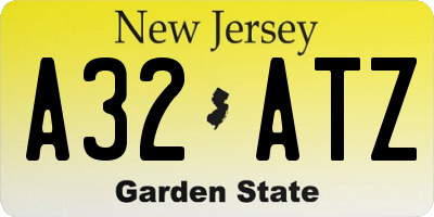 NJ license plate A32ATZ