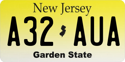 NJ license plate A32AUA