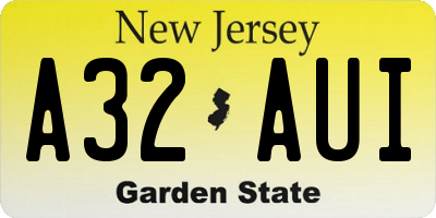 NJ license plate A32AUI