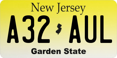 NJ license plate A32AUL