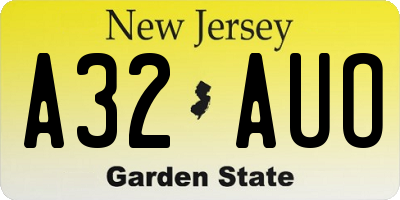NJ license plate A32AUO