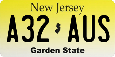 NJ license plate A32AUS