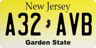 NJ license plate A32AVB
