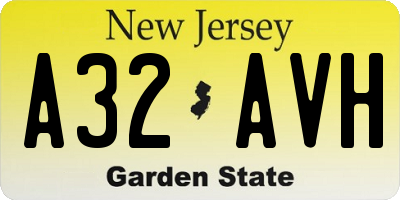 NJ license plate A32AVH